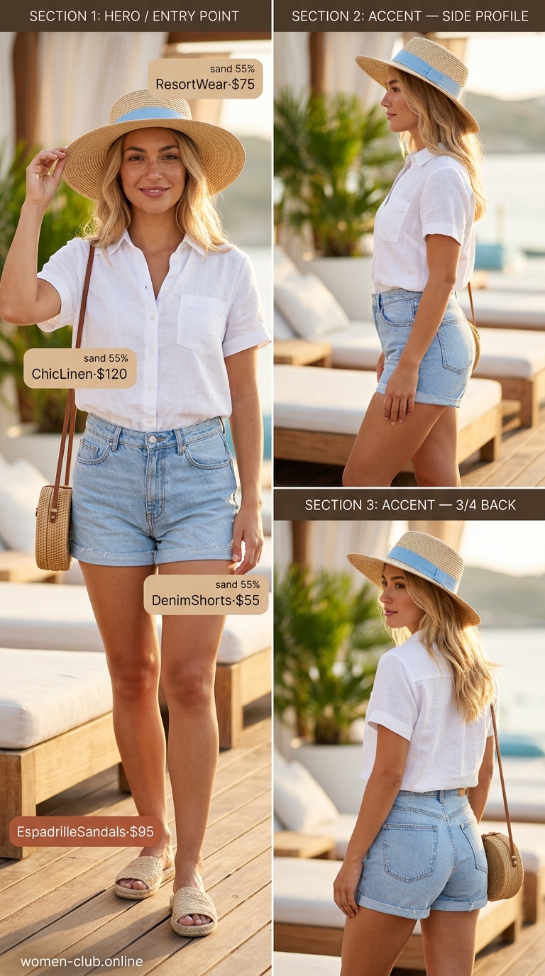 Tennis skirt outfit with straw visor for summer beach outfits with hats for women 2026. Resort sports style.