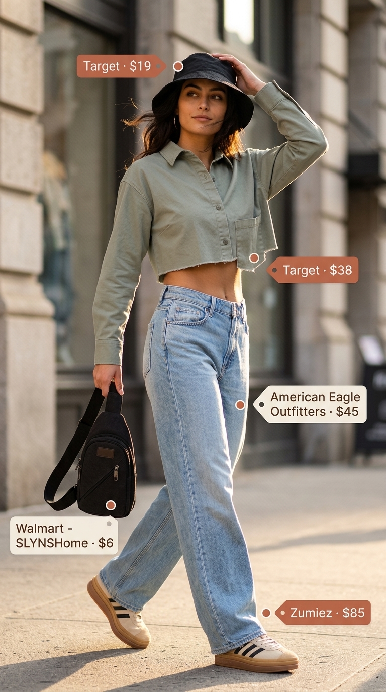 Urban Explorer Crop Top Outfits 2026 Olive green utility crop top outfit for urban explorer cool in 2026. Edgy and practical.
