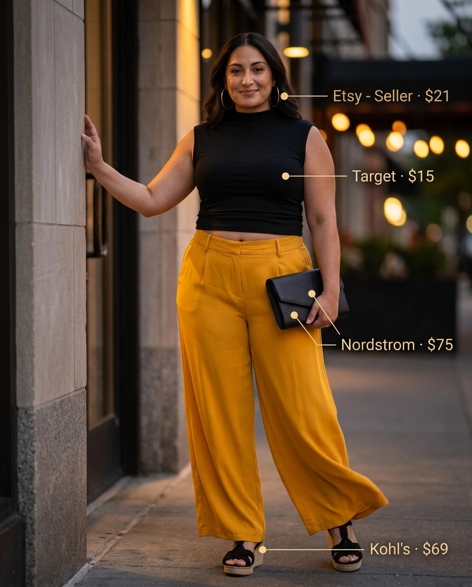 Glamorous navy wide-leg pants for vintage summer outfits for women 2026, perfect for parties.