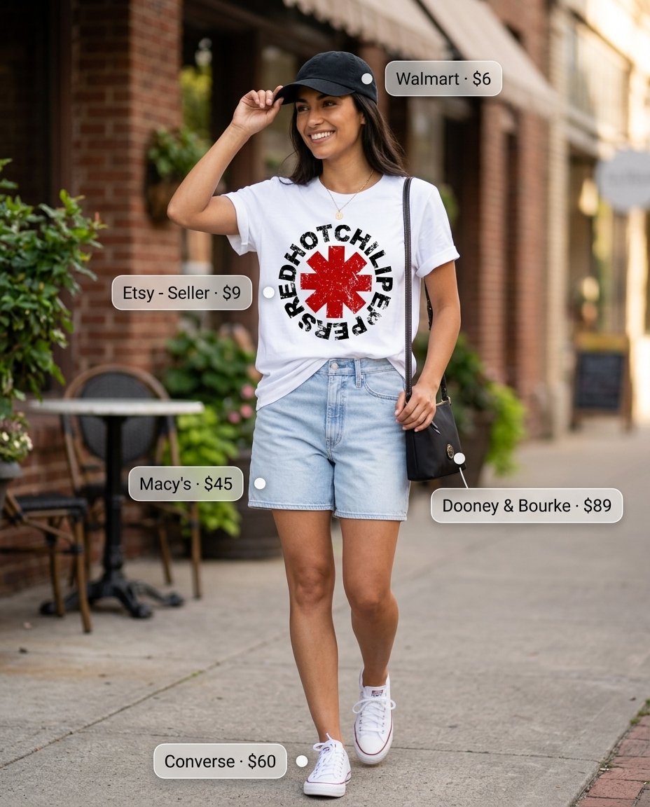 Denim shorts, graphic tee, and sneakers for 20 Summer Coffee Date Outfits for Women 2026.