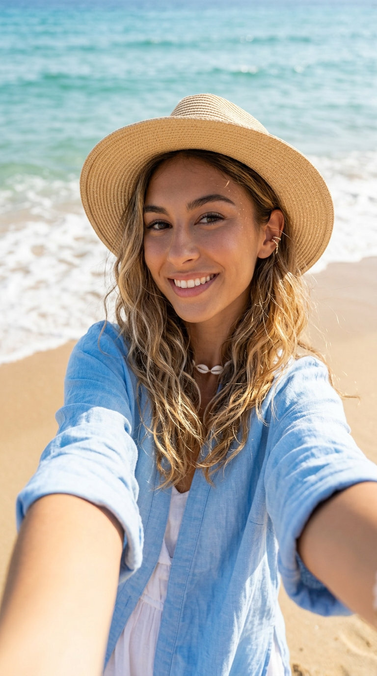 Effortless Salt-Spray Beach Waves 2026 long sun-kissed balayage beach waves with sea salt spray, tousled texture, no fringe β casual beach day