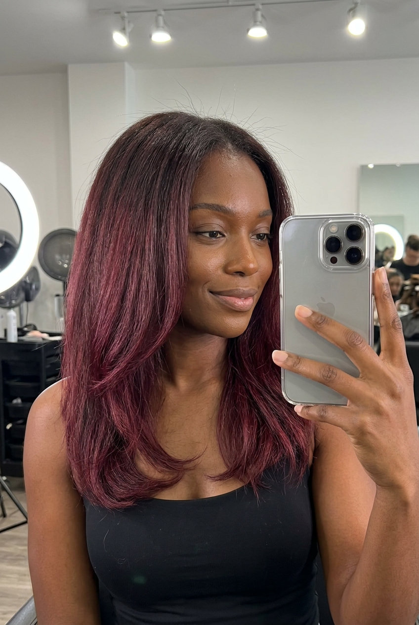 Berry OmbrΓ© Hair 2026 long berry ombrΓ© with deep plum, gradual transition β romantic bohemian weekend