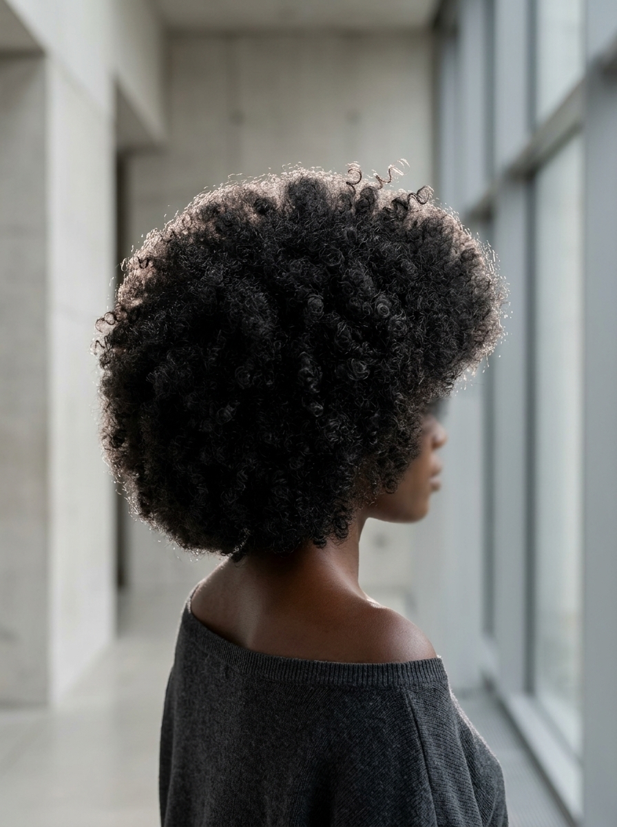Sculpted Cloud Afro 2026: Natural Curly Hair afro haircut with natural deep black, sculpted spherical shape, no fringe β empowered summer look
