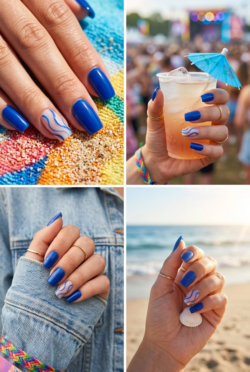 Oceanic Contrast Swirls 2026: Sophisticated Work Nails Oceanic contrast swirl nails for colourful summer nails 2026 daily wear or work. Sophisticated and modern.