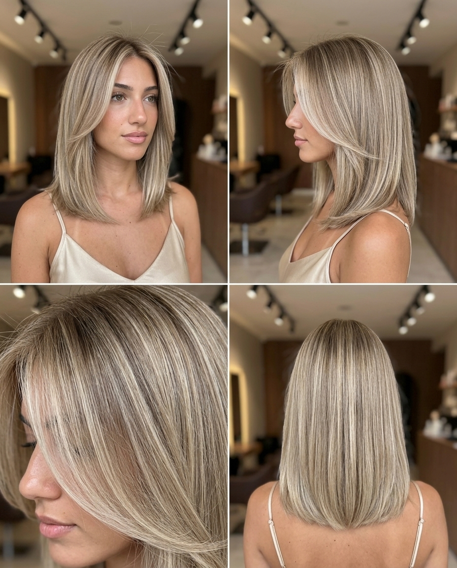 long cool sand blonde money pieces with neutral blonde base and no fringe for beach vacation