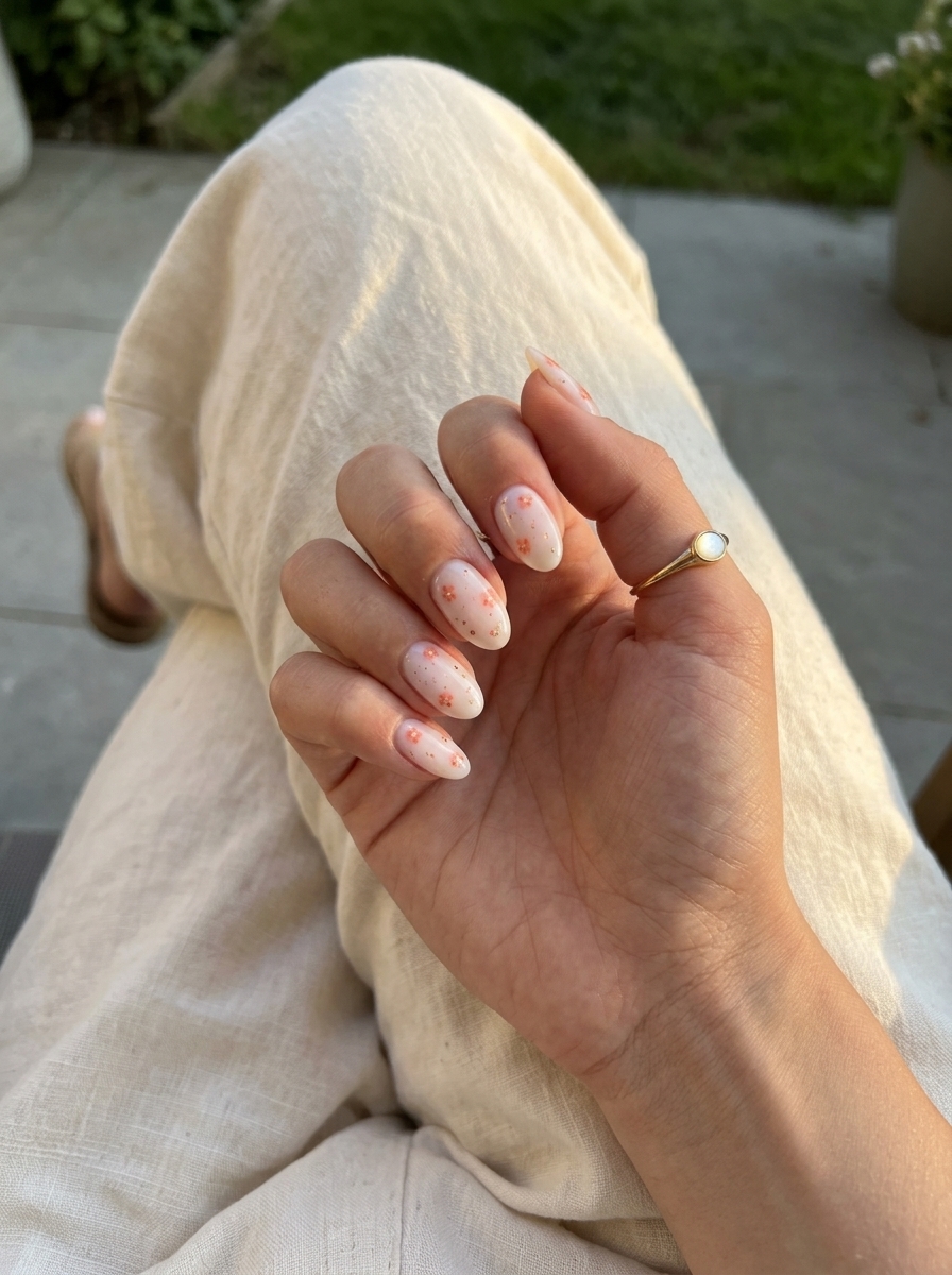 Coral Bloom Milk Bath Nails 2026 Coral Bloom Milk Bath nails for easy summer nails 2026, romantic for weddings.