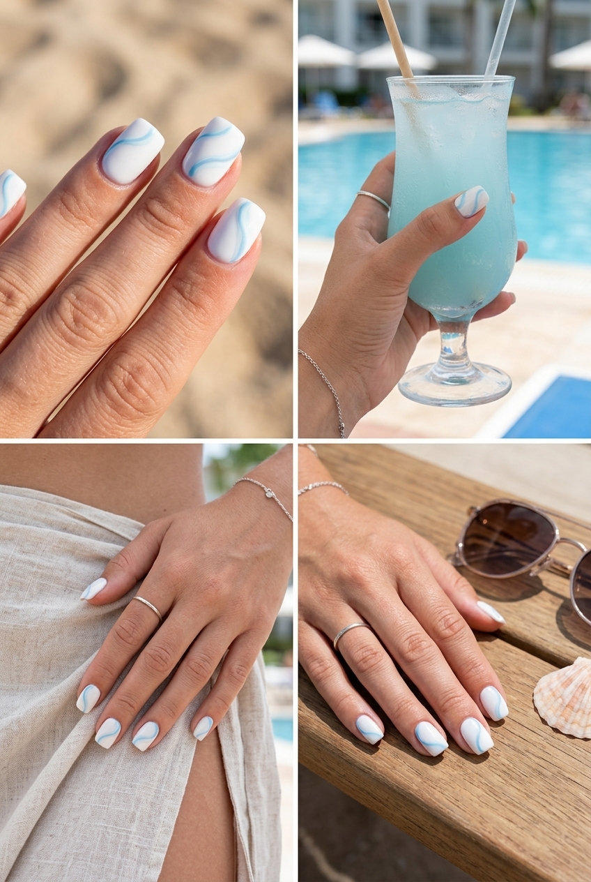 Frosty Swirl Design Nails 2026 Frosty Swirl Design nails for easy summer nails 2026, chic for work and casual.