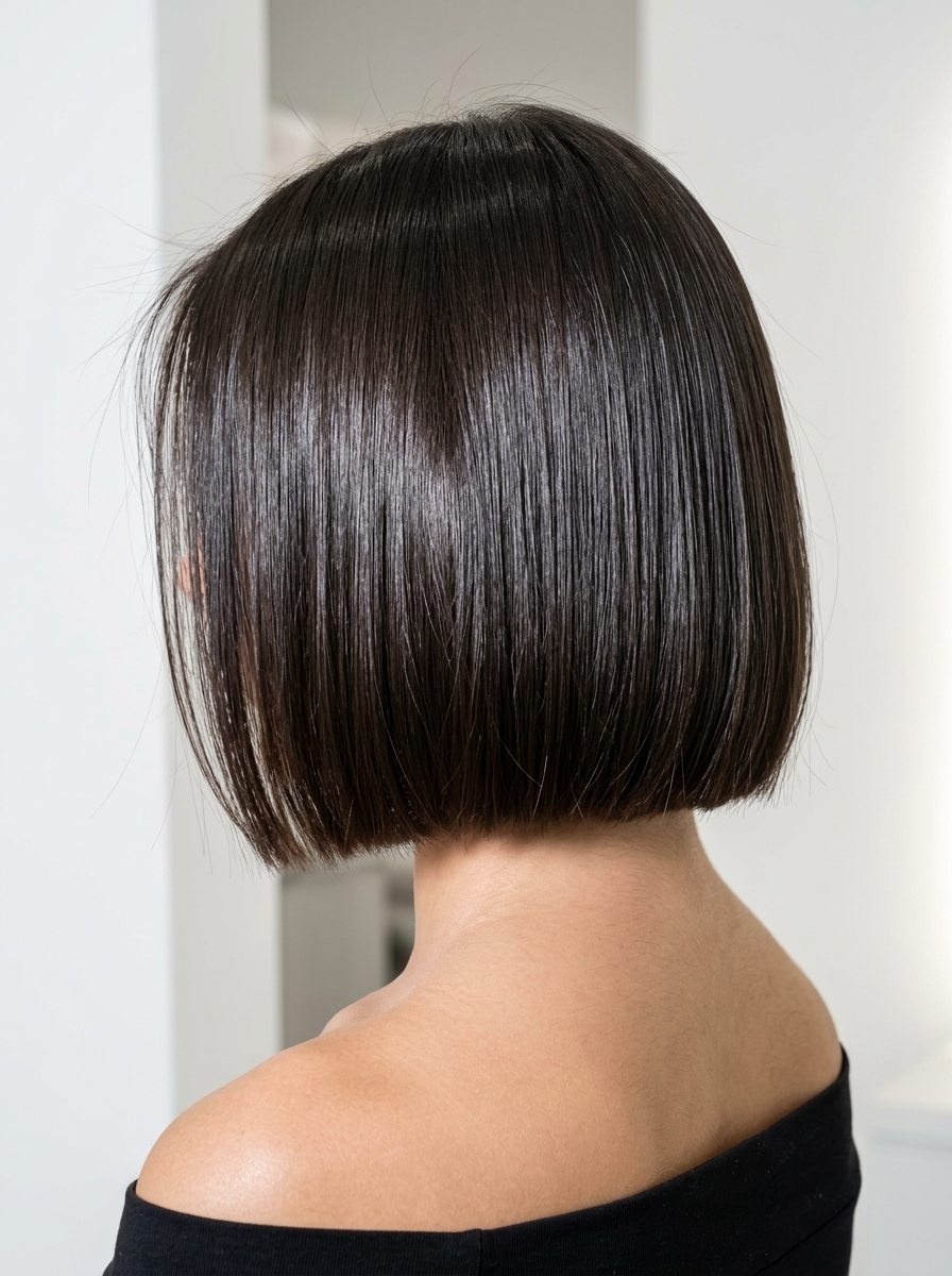 short italian bob haircut in espresso brunette with cool undertones and high gloss for summer 2026