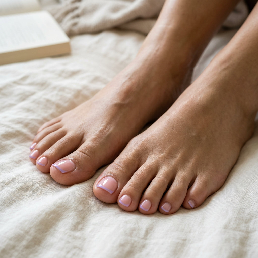 Delicate Lavender Dew French pedicure for summer 2026, romantic for weddings, date nights, and summer soirees.