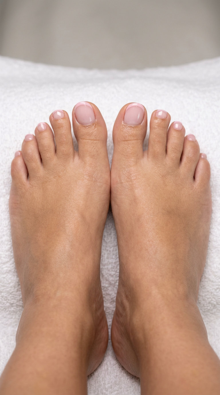 Soft Pink Milky French pedicure for summer 2026, perfect for weddings and special occasions. Romantic and subtle.