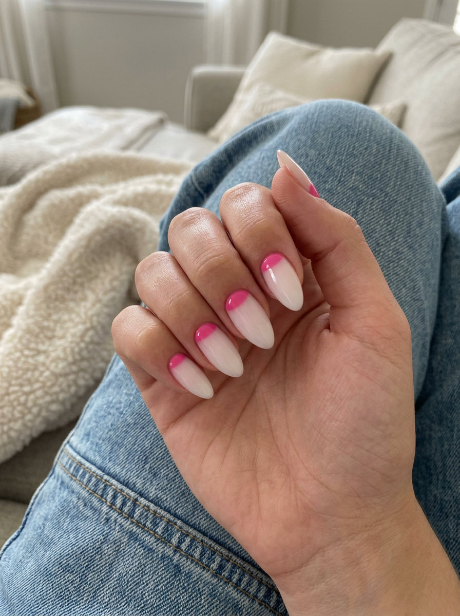 Fun Summer Nails 2026: Hot Pink Moon French Fun summer nails 2026: Hot Pink Moon French for date night or a summer party. Sultry & bold.