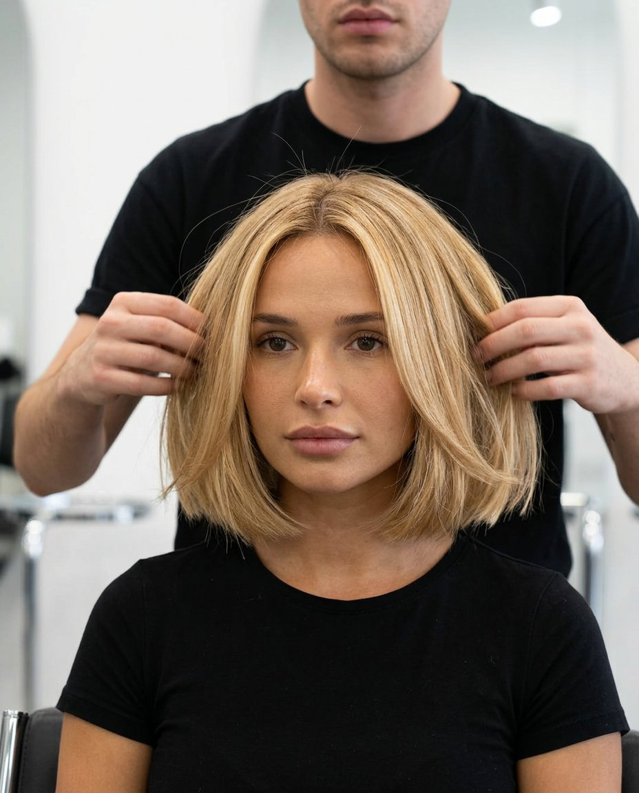 Golden Blonde Butterscotch Bob 2026 short blunt bob haircut in golden blonde with butterscotch gloss for playful vibes