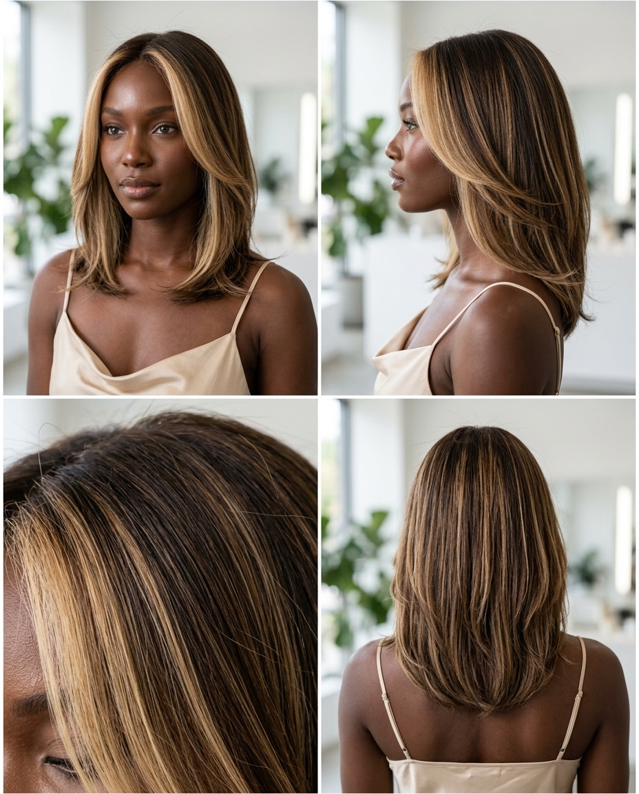 Honey-Wheat Money Piece: Natural Summer Hair Color 2026 long honey-wheat money piece with layers and creamy blonde highlights for summer