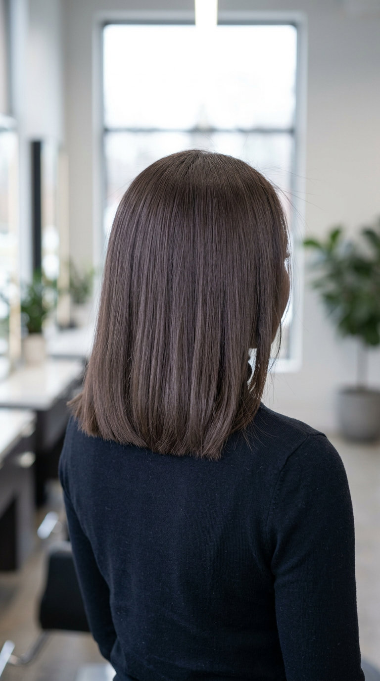 midi iced mocha solid with deep smoky brown and cool espresso, high-gloss finish — sophisticated professional