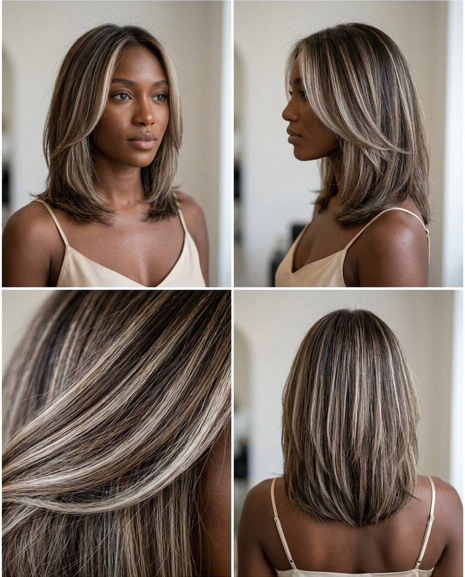 Icy Champagne Babylights 2026 long icy champagne babylights with cool white blonde, subtle root smudge β refined luminous summer