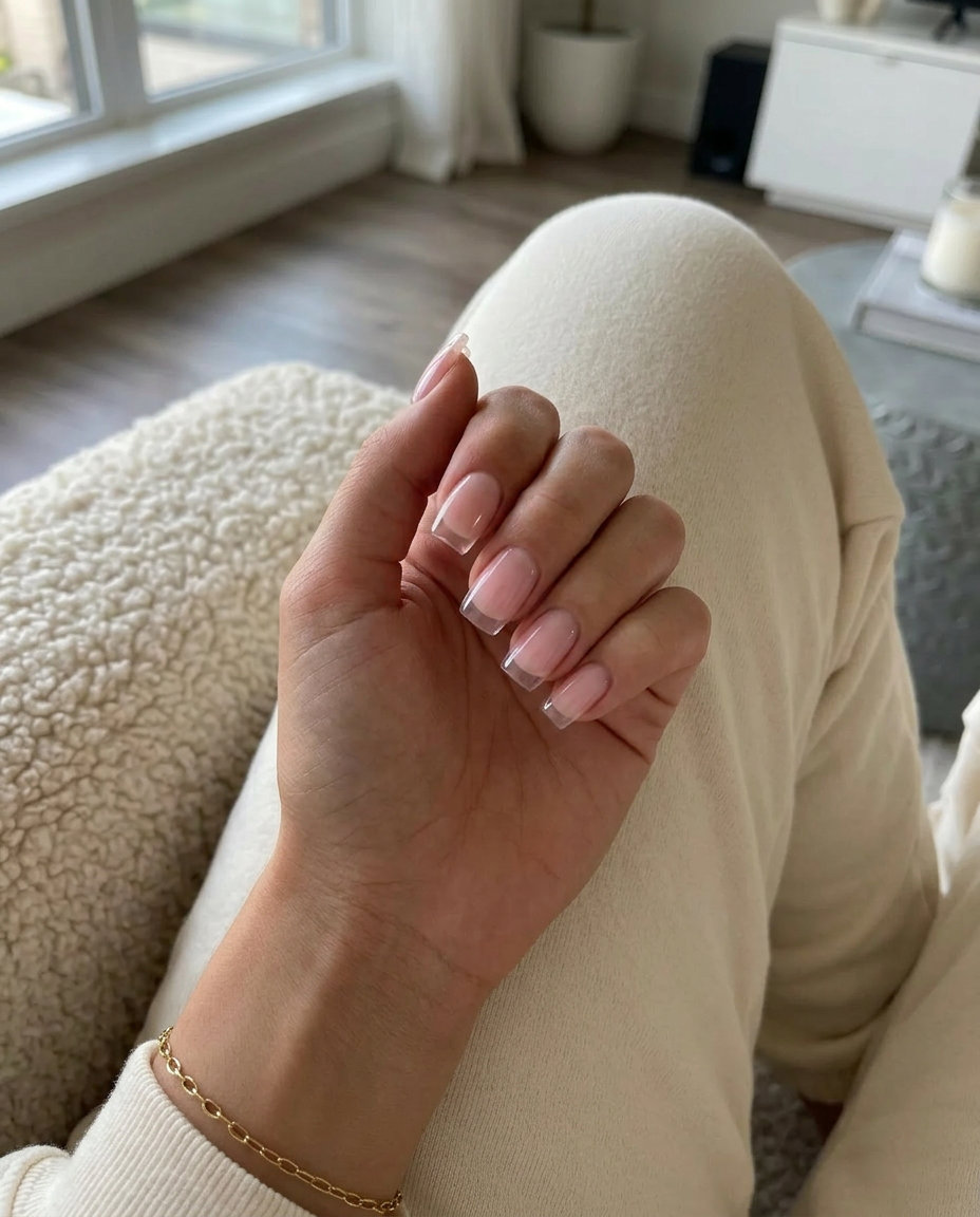 Modern clear glass French tip nails for daily wear & minimalist chic. June nails ideas - summer ideas 2026.