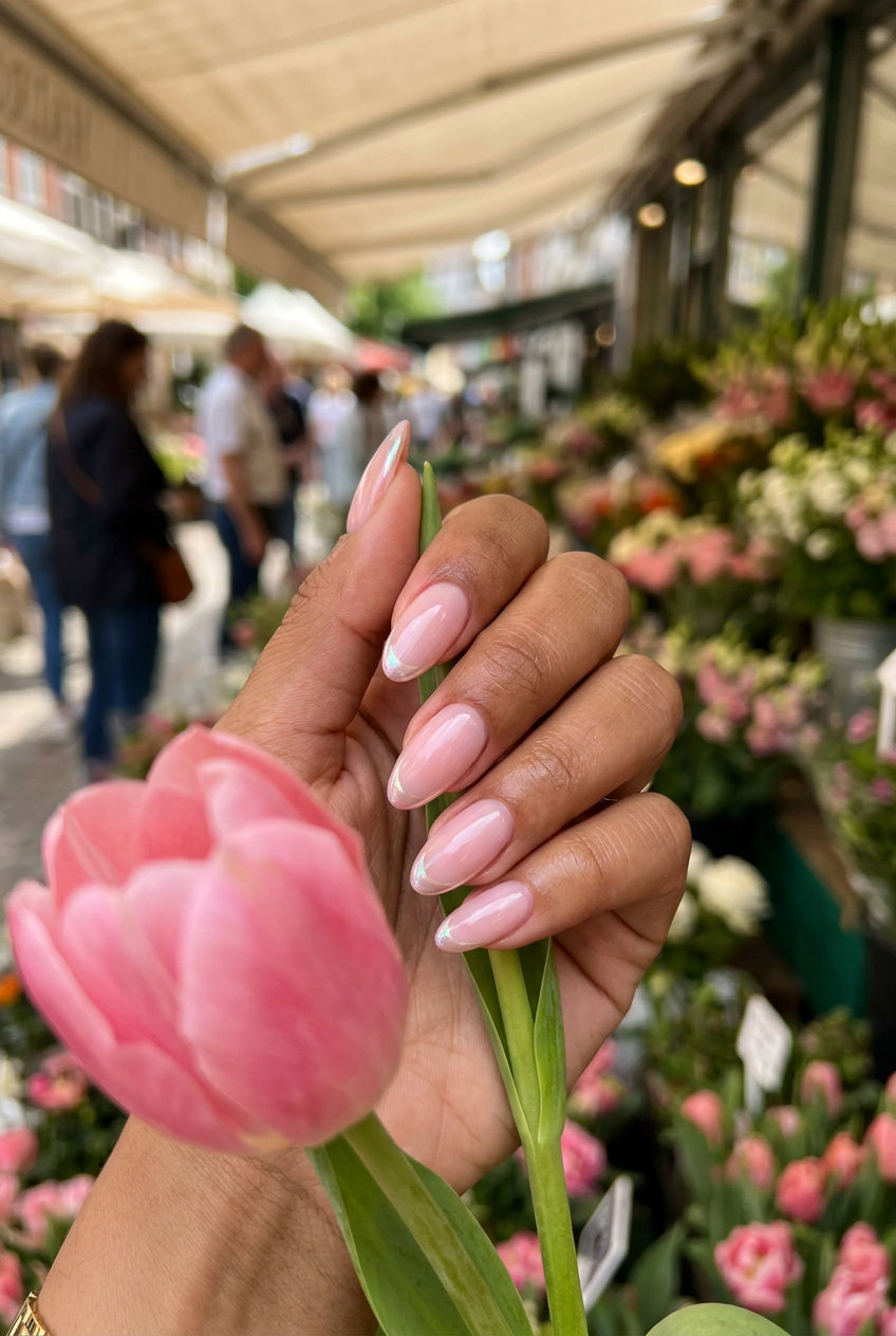 Minimalist sheer pink chrome accent nails for daily wear & work. June nails ideas - summer ideas 2026.