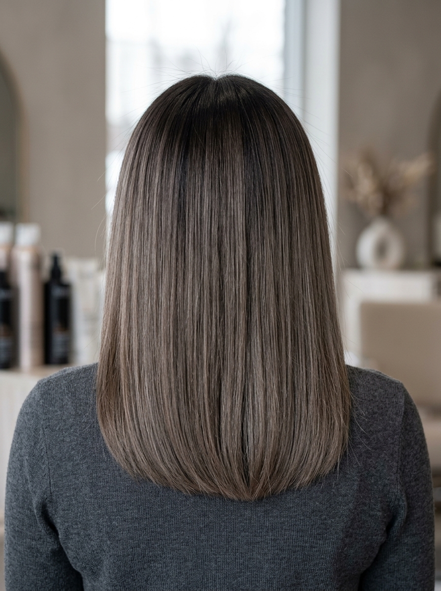 Mushroom Mocha Color Melt 2026 long ash brown mushroom mocha color melt with cool undertones, root smudge β sophisticated professional