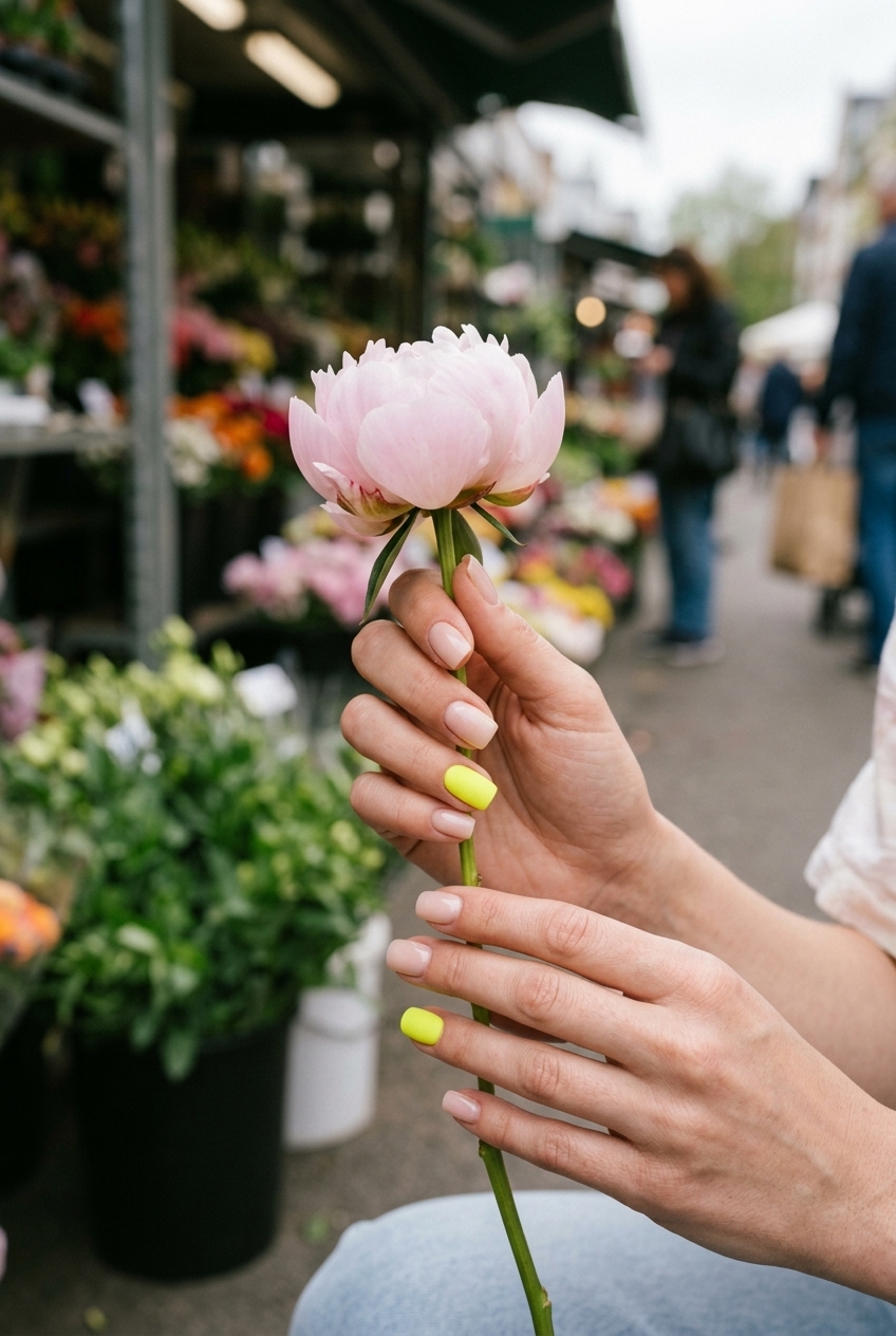 Matte Yellow Statement Nails 2026 Matte yellow statement nails with sheer nude base for neon summer nails 2026, perfect for daily wear.