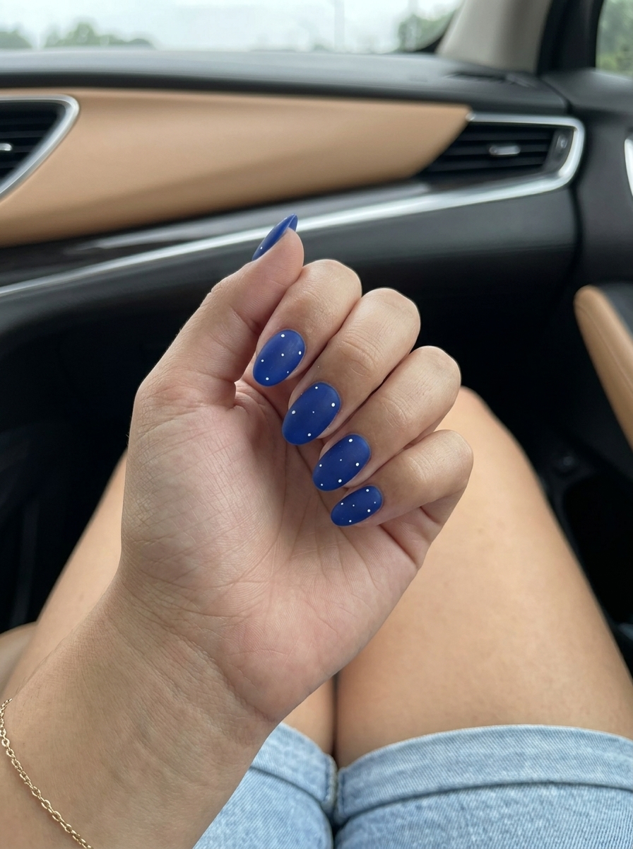 Neon Summer Nails 2026: Velvet Night Sky Dots Velvet night sky dot nails for formal events 2026. Sophisticated and elegant.