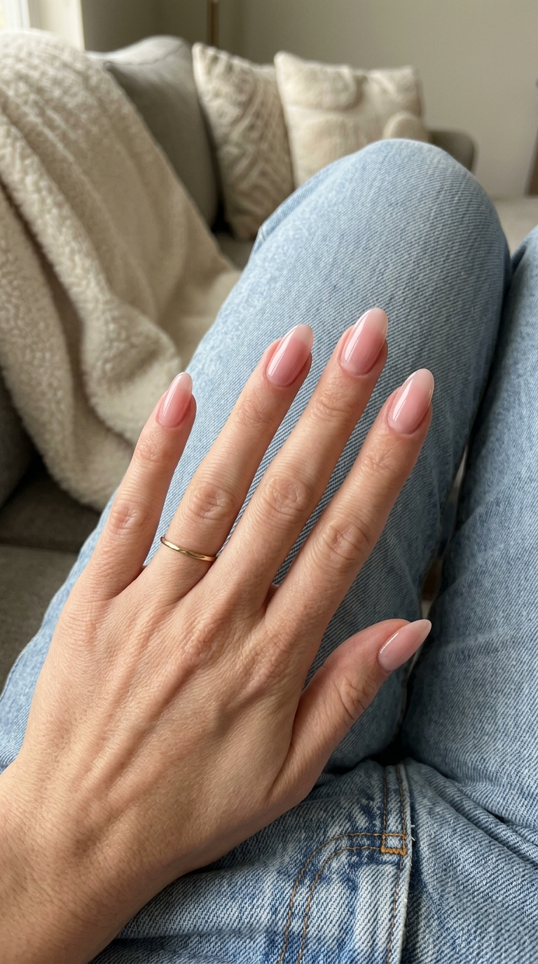 Glass Skin Pink Sheer oval summer nails 2026 for all skin tones: clean, polished, minimalist.