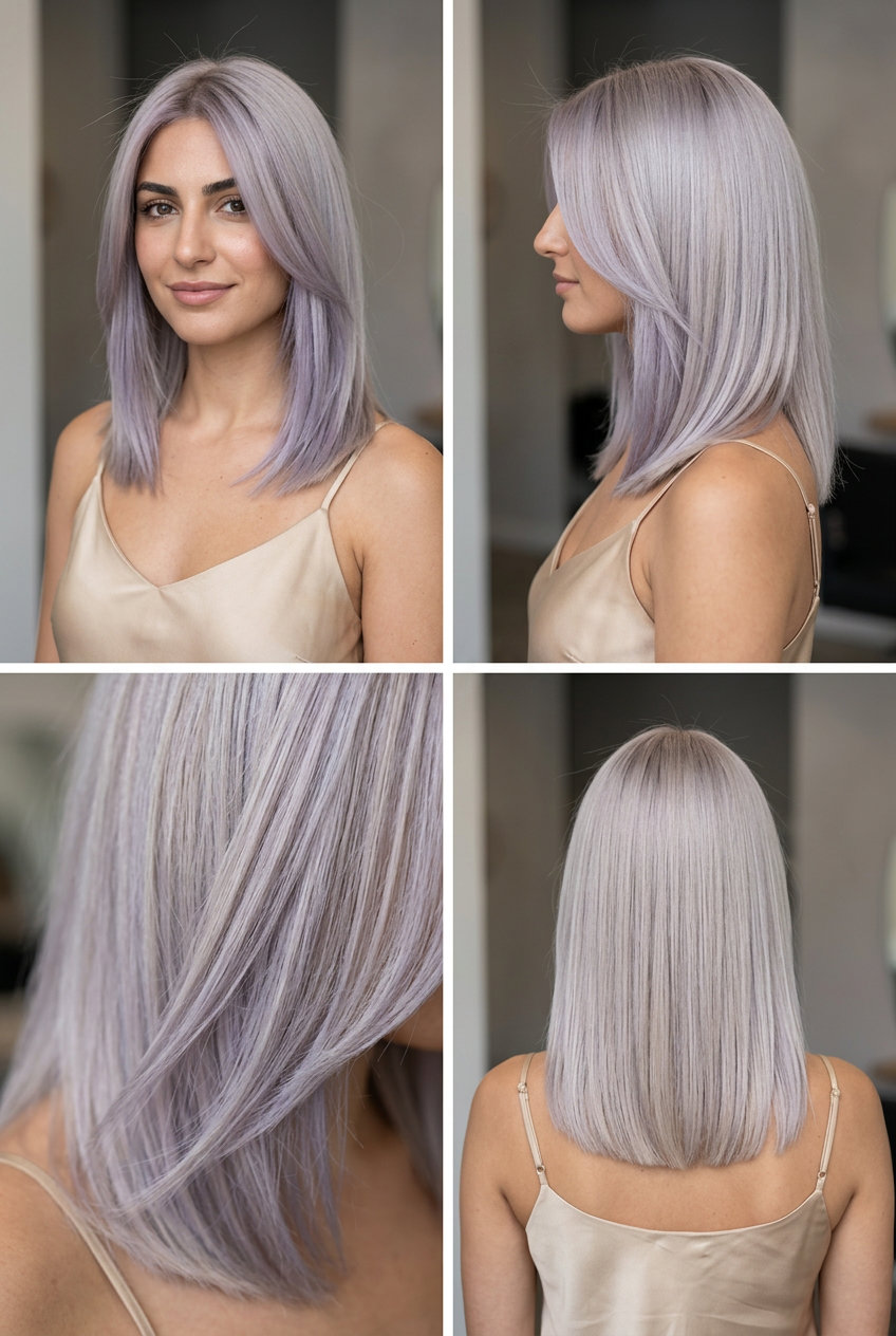 shoulder-length pearl ash blonde solid with no fringe for date night