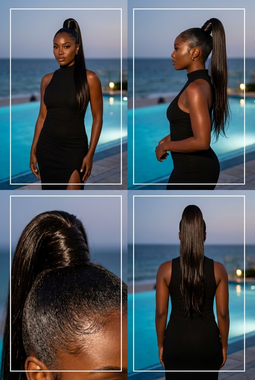 Sleek Glass Fountain Ponytail 2026 long platinum blonde sleek fountain ponytail with double elastic lift for formal event