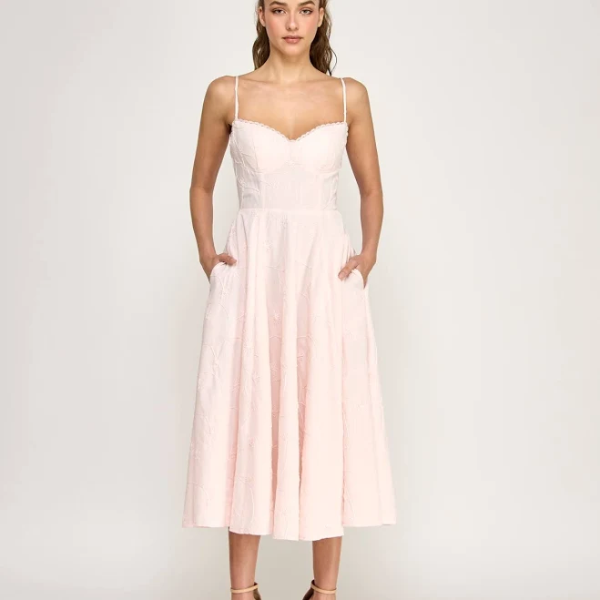 dress Alex & Sophia Juniors' Sweetheart Embroidered Fit & Flare Midi Dress Macy's $66.5