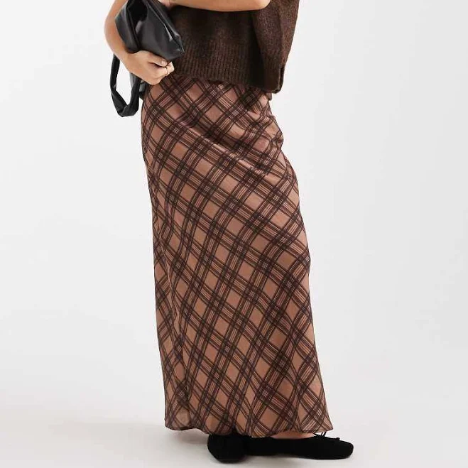 skirt ASOS Satin Plaid Midi Skirt ASOS $53.99