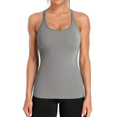 top Attraco Women's Ribbed Racerback Tank Tops with Built-in Bra Target $30.85