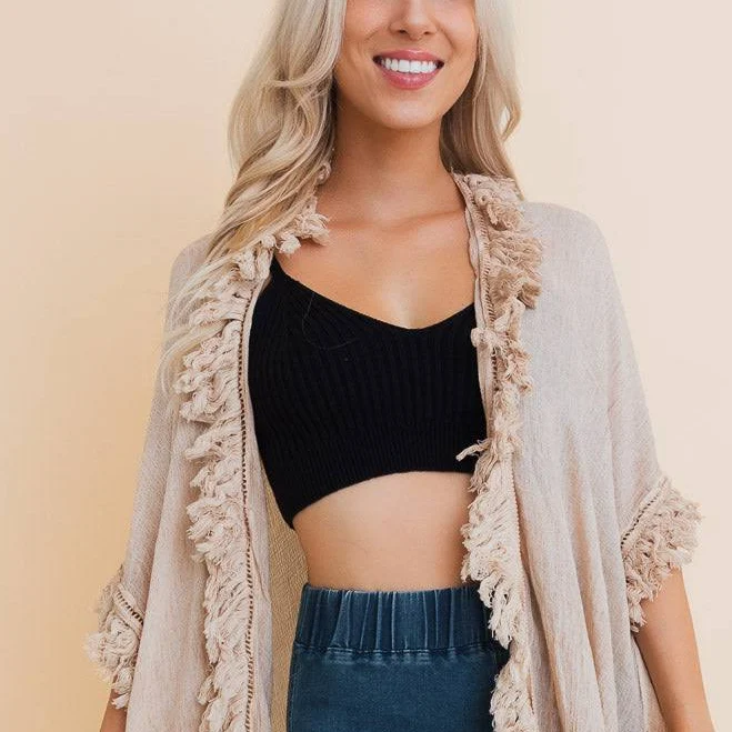 outerwear Boho Fringe Kimono Poppy Rd. Boutique $20