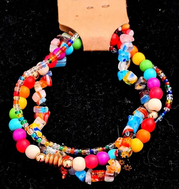 accessory Boho Y2k Beaded Stretch Bracelet Stack Etsy - Seller $13.22