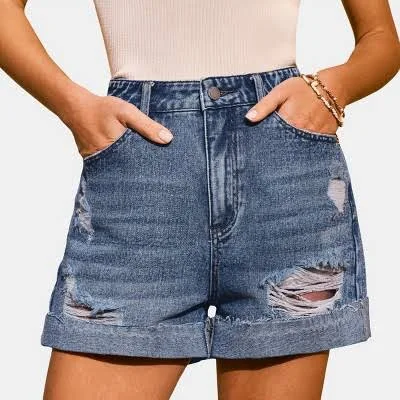 shorts Cupshe Women's Distressed Denim Cutoff Shorts Target $47.99