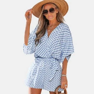 romper Cupshe Women's Geometric Print Romper with Surplice Neckline Target $37.99