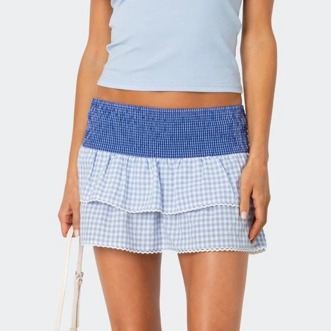 skirt Edikted Double Gingham Ruffled Mini Skirt edikted $9.6