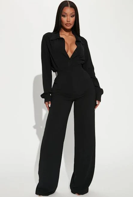 outfits Fashion Nova Long Sleeve Button Up Shirt Wide Leg Pant Set Fashion Nova $39.99
