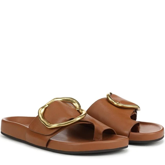 shoes Franco Sarto Brianka Leather Slide Sandals Famous Footwear $93.49
