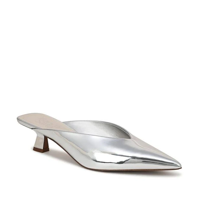 shoes Franco Sarto Jayda Kitten Heel Mule - Silver - 6 BeyondStyle $64.97