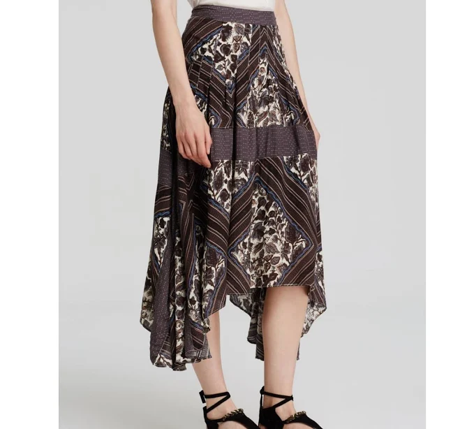 skirt Free People Paradise Asymmetrical Printed Tea Combo Midi Skirt 6 eBay - modanthro $39.99