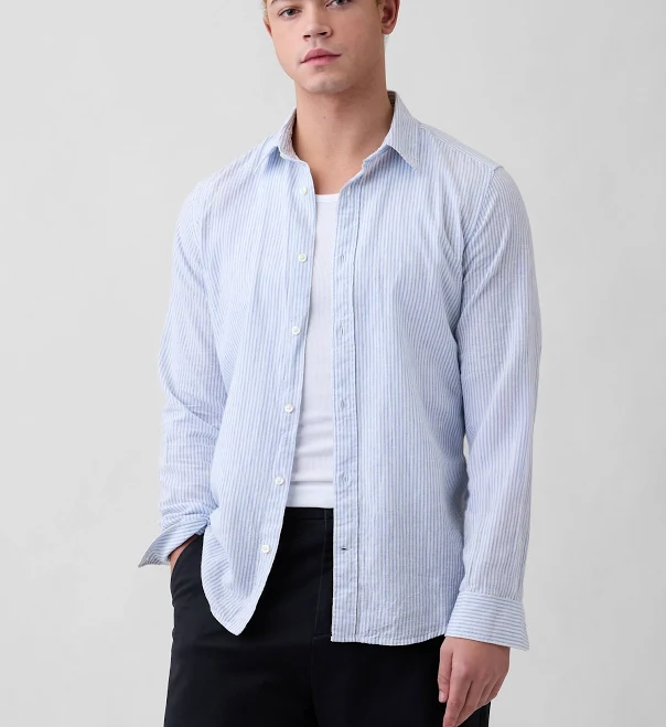 button down shirt Gap Men's Linen-Blend Shirt Gap Factory $48.99