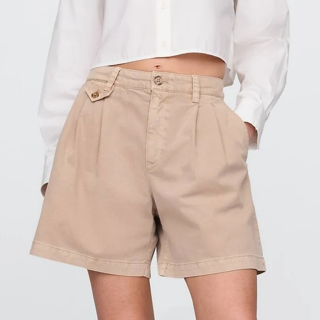 shorts Gap Women's Mid Rise Pleated Twill Shorts Gap $59.95