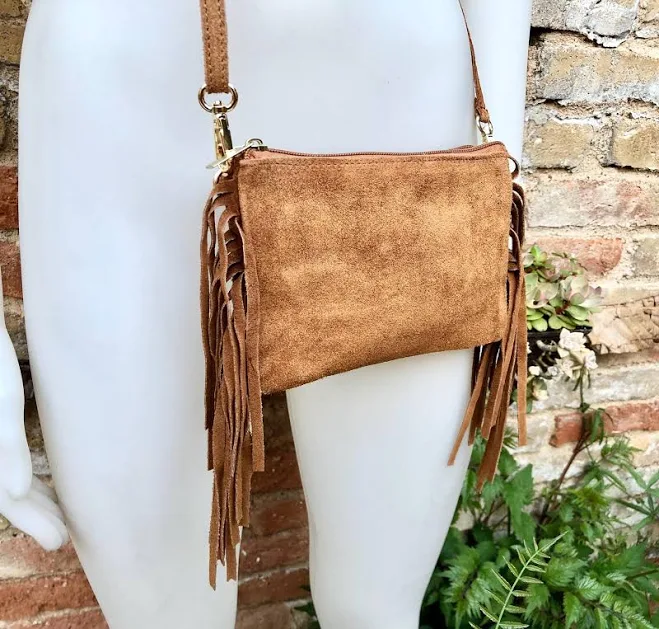 bag Genuine Suede Leather Crossbody Bag with Fringes Etsy - goodtimesbarcelona $34.32
