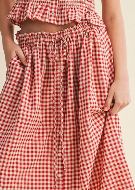 skirt Gingham Button Front Skirt LEIF $76