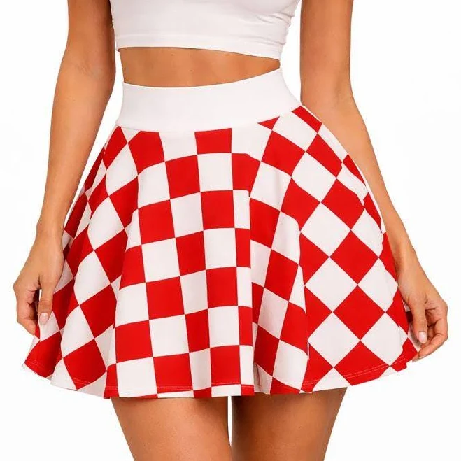 skirt High Waist Checkered Mini Flared Skater Skirt Etsy - Seller $42.99