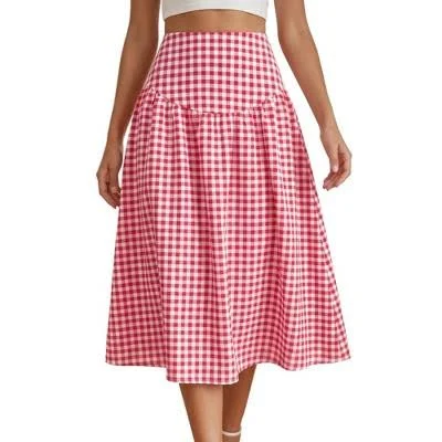skirt Inspire Chic Women's Gingham Retro Flared Pleated Midi Skirt Target $22.99