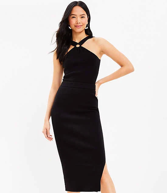two piece set Loft Women's Ribbed Side Slit Midi Sweater Skirt LOFT $20.93