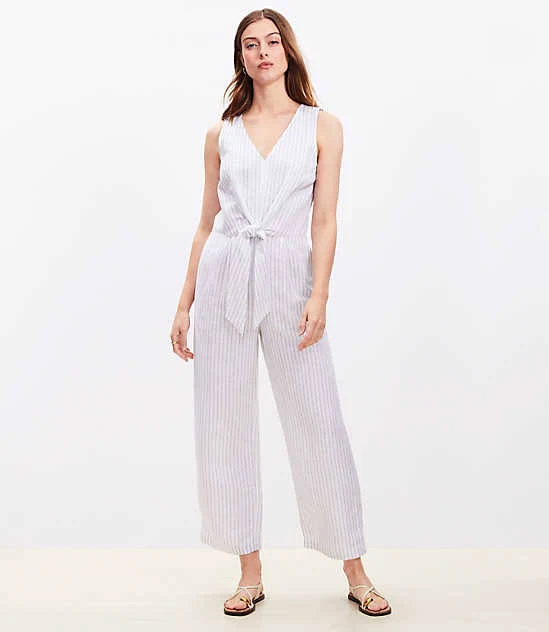 jumpsuit Loft Women's Striped Tie Front Linen Blend Jumpsuit LOFT $49.97