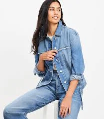 accessory Loft Women's Tie Waist Denim Trucker Jacket LOFT $38.2