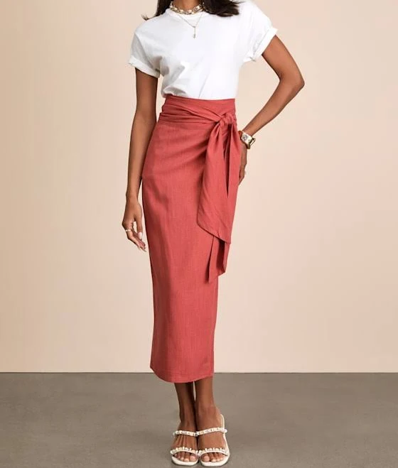 skirt Lulus Linen Midi Wrap Skirt Lulus $49