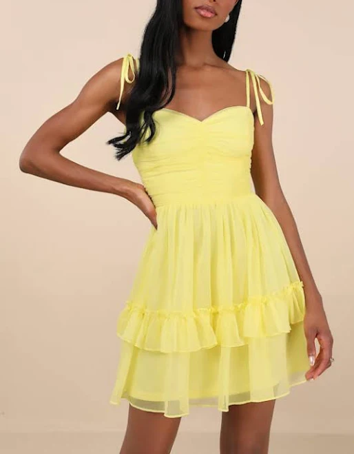 dress Lulus Ruffled Chiffon Tie-Strap Mini Dress Lulus $52